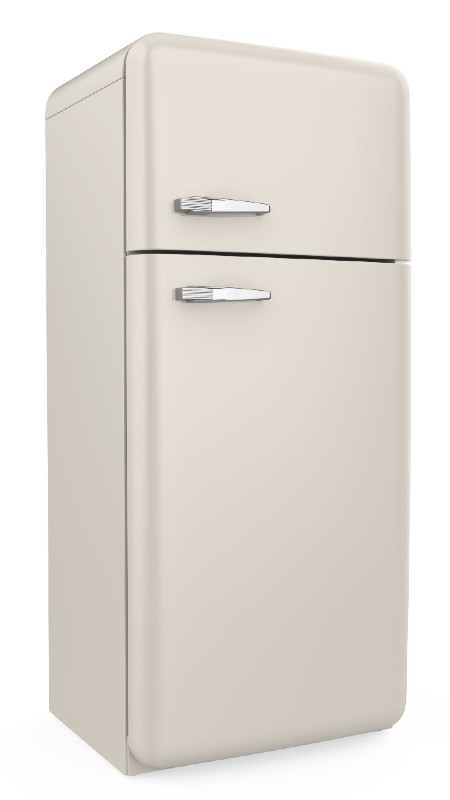 Cream colored older fridge/freezer