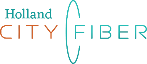 Holland City Fiber logo with a portal loop before the word 