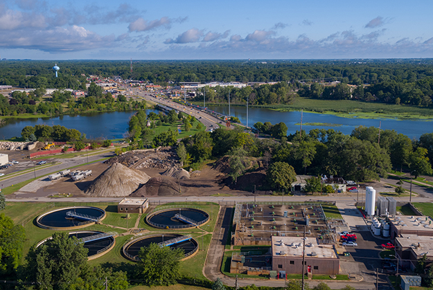 arial view of the water reclamation facility in Holland, MI