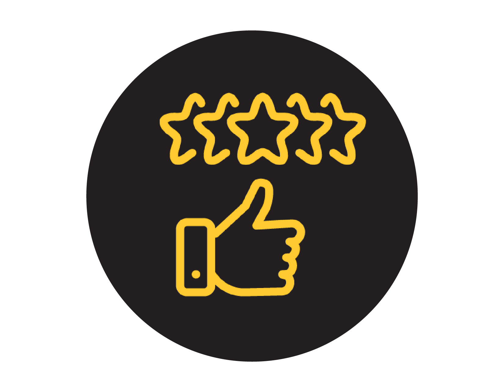 Thumbs up with five stars icon