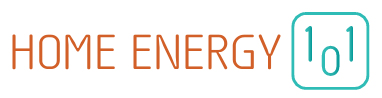 Orange and teal text logo that says Home Energy 101 with the 101 stylized to look like an outlet.