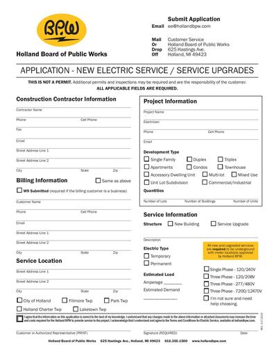 New Electric Service Form