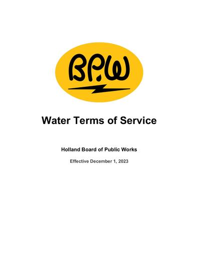Terms of Service - Water