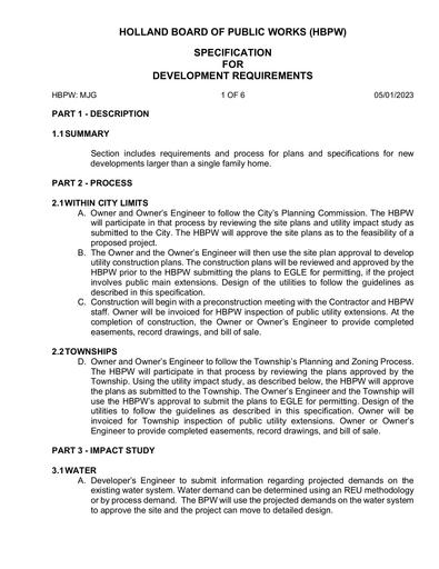 Holland BPW Requirements - Development