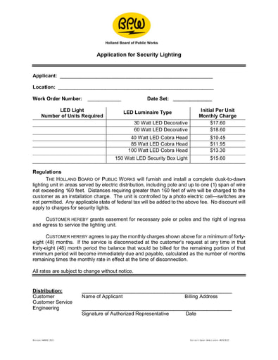 Security Lighting Application