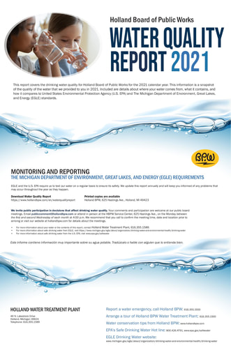 Holland BPW Water Quality Report 2021