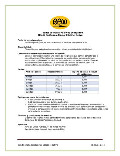 Spanish Broadband Rates